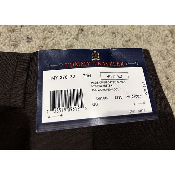 NEW Tommy Hilfiger 40 X 30.5 Dress Pants Tommy Traveler BROWN Poly/wool E25 - Picture 3 of 6